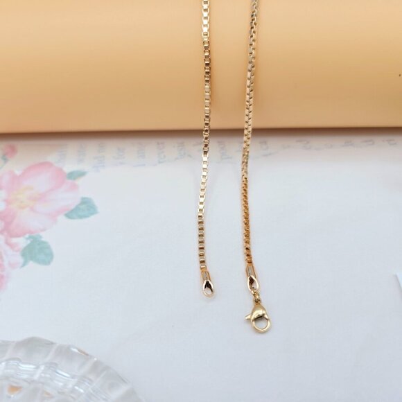 Rose Gold Flat Box Chain Necklace for Women - 45cm Elegant Style, XPNL0055 - Picture 9 of 12